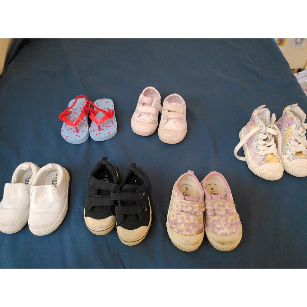 Girls Shoe Bundle Kids Toddler "Shoe size 5- 6" Multicolor Canvas Sneaker Sandal